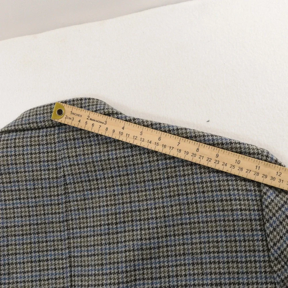 Brooks Brothers Sport Coat Houndstooth Check Blazer Blue Brown Tweed Wool Sz 48R